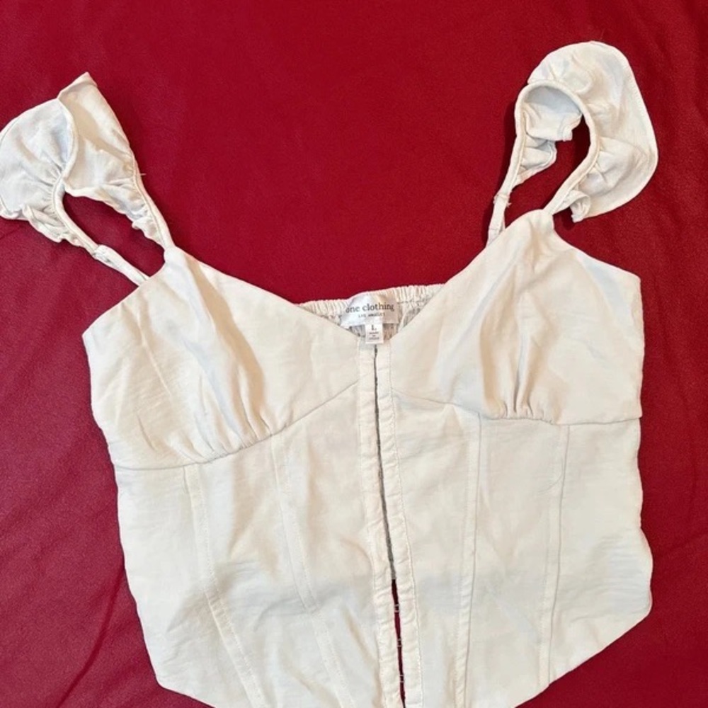 one clothing Ivory Ruched-Strap Bustier Cami